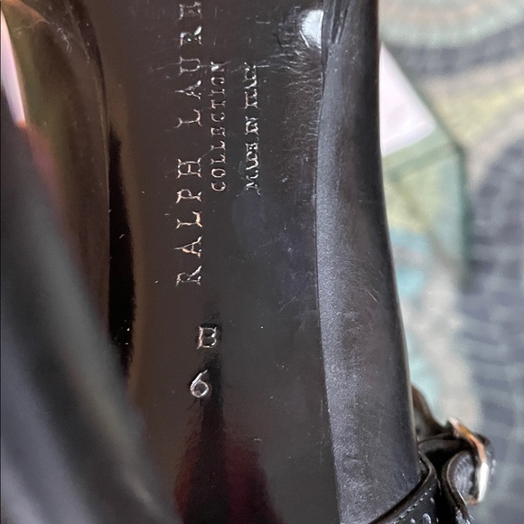 Ralph Lauren Collection Purple Label Mary Jane Pumps Black Leather Size 6B - Picture 11 of 11